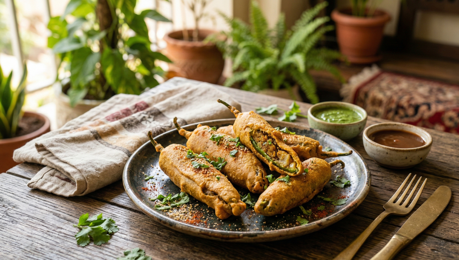 Millet Mirchi Bhaji Recipe – Crispy Stuffed Chilli Fritters