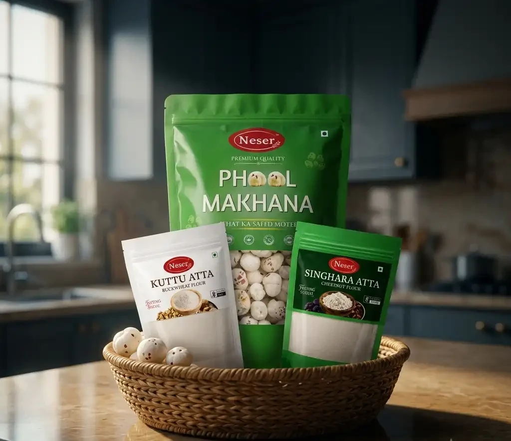 Neser Sawan Vrat Special Combo: Phool Makhana (100g) + Singhara Atta + Kuttu Atta