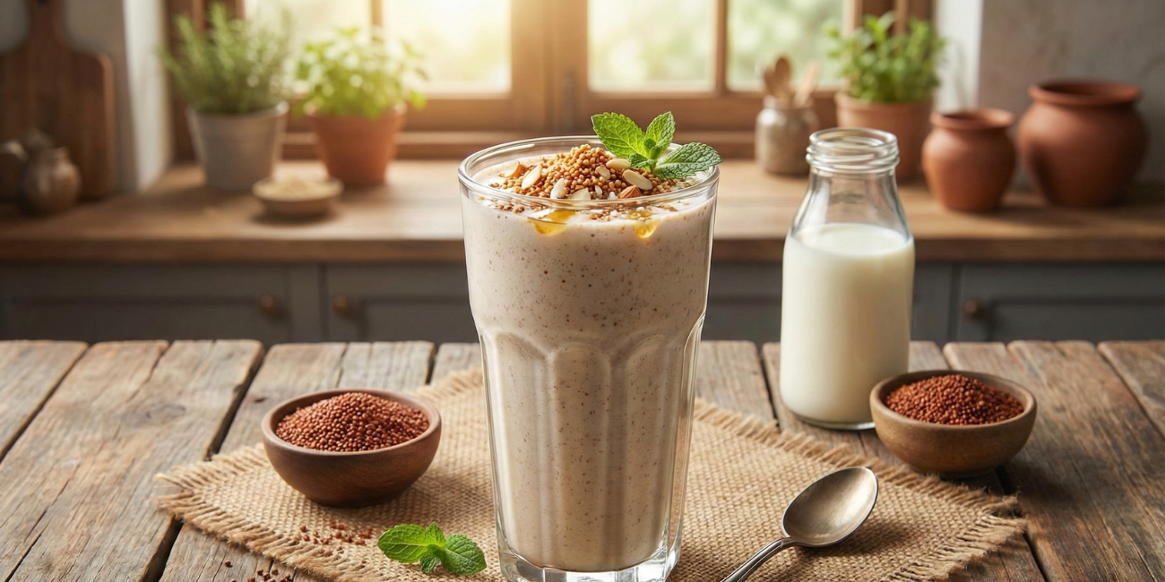 Finger Millet Flakes Milkshake Recipe – Healthy Ragi Beverage