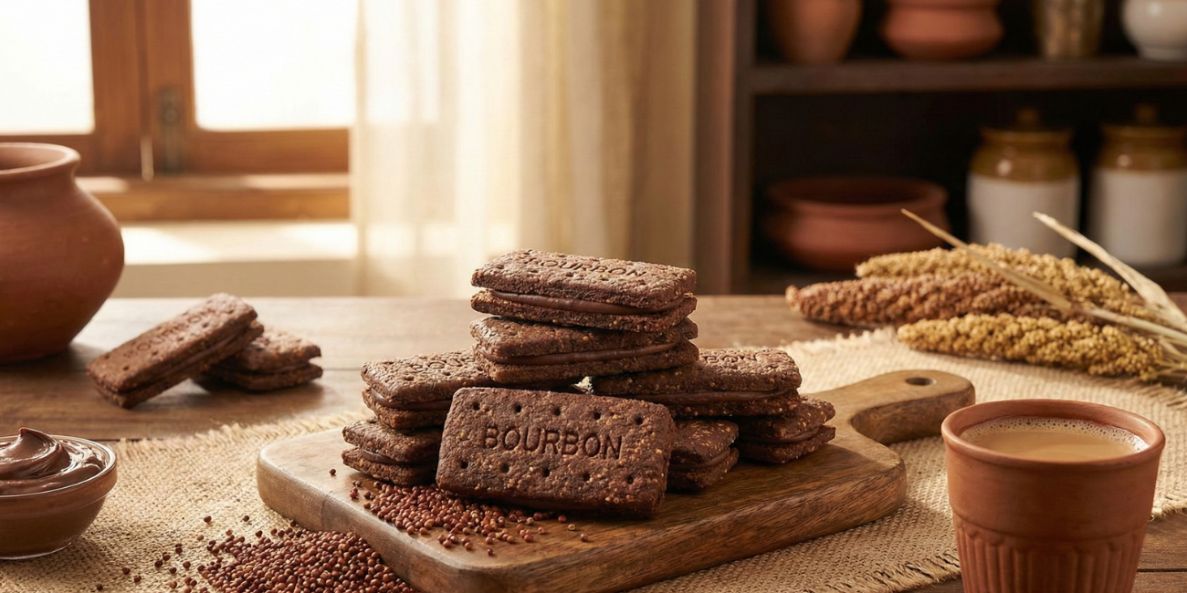 Finger Millet Bourbon Biscuits Recipe – Healthy Homemade Ragi Cookies