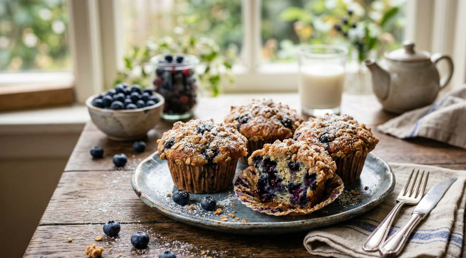 Blueberry Muffin Recipe – Soft, Fluffy Bakery-Style Muffins